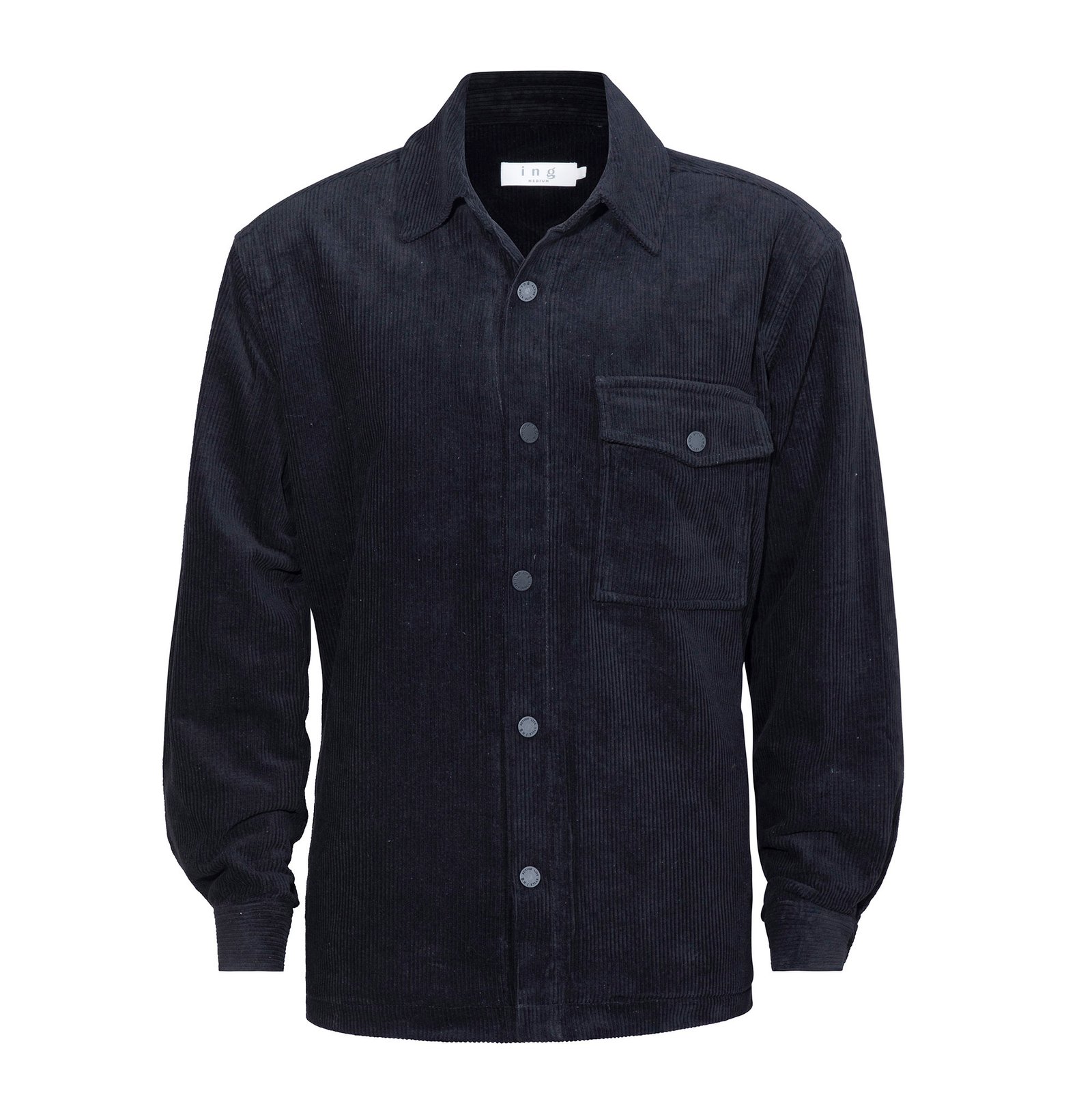 חולצת אוברשירט מבד קורדרוי בצבע שחור – CORDUROY OVERSHIRT BLACK
