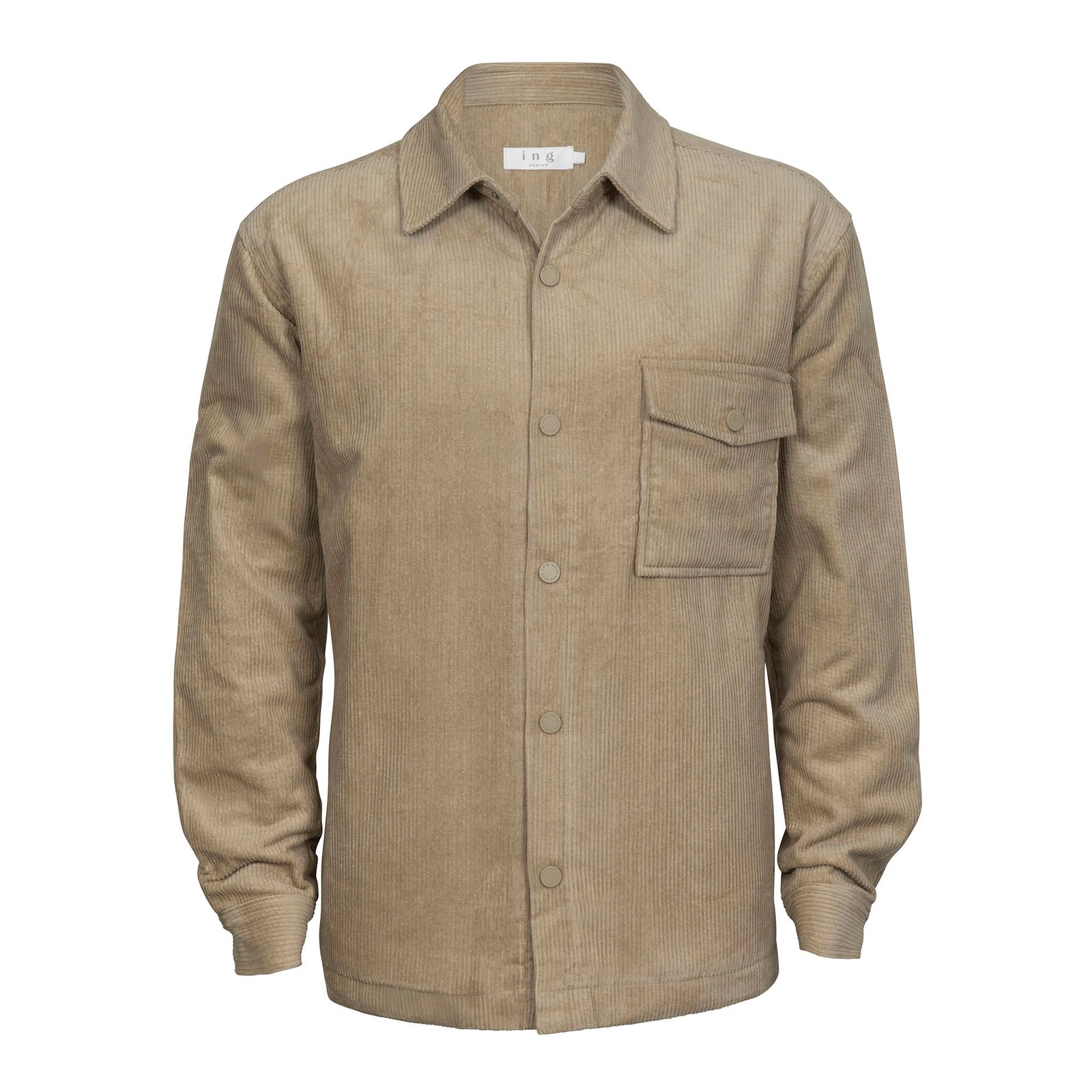 חולצת אוברשירט מבד קורדרוי בצבע סטון – CORDUROY OVERSHIRT STONE